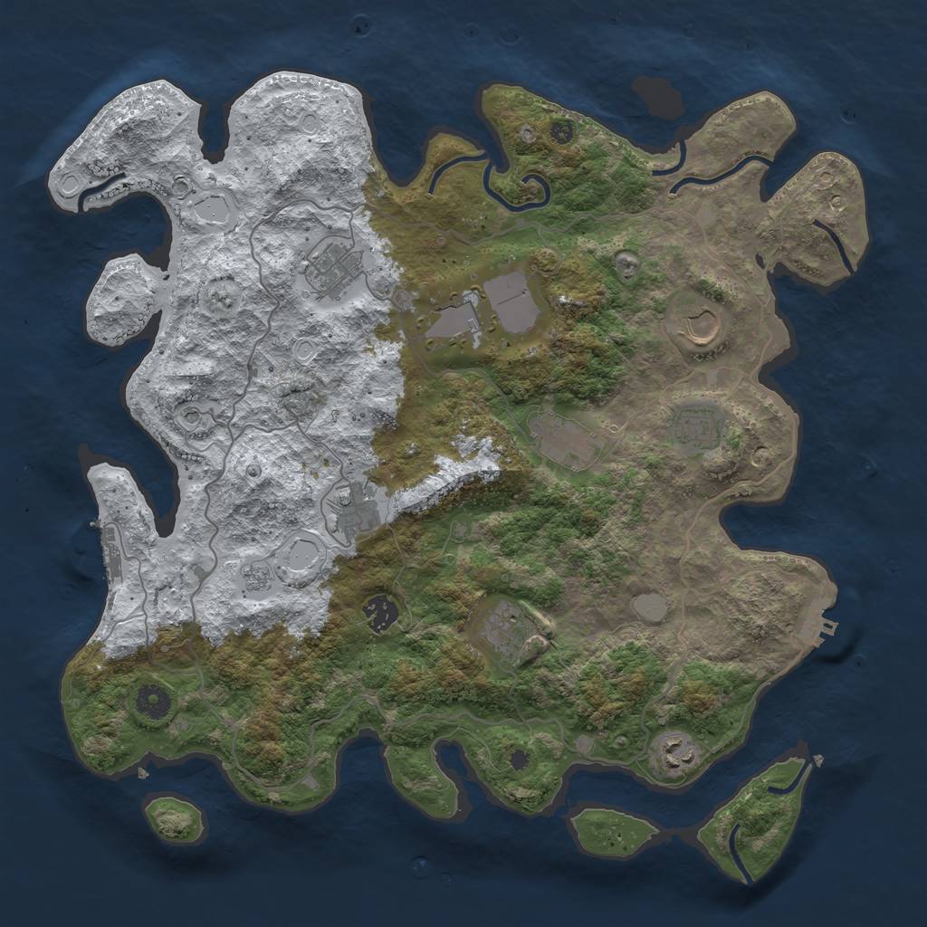 Rust Map: Procedural Map, Size: 4000, Seed: 456470, 18 Monuments