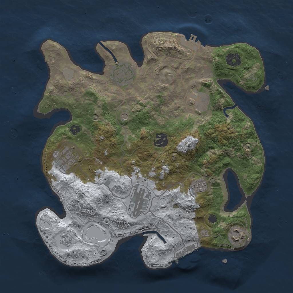 Rust Map: Procedural Map, Size: 3000, Seed: 1039313572, 16 Monuments