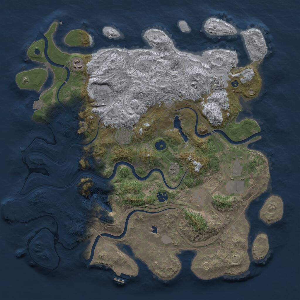 Rust Map: Procedural Map, Size: 4250, Seed: 3928132, 14 Monuments