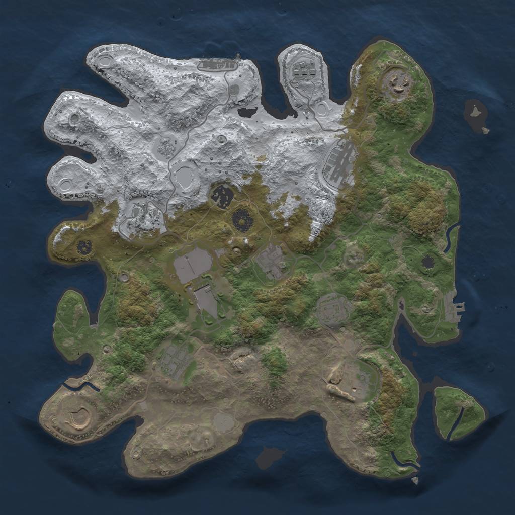 Rust Map: Procedural Map, Size: 3550, Seed: 381630, 19 Monuments
