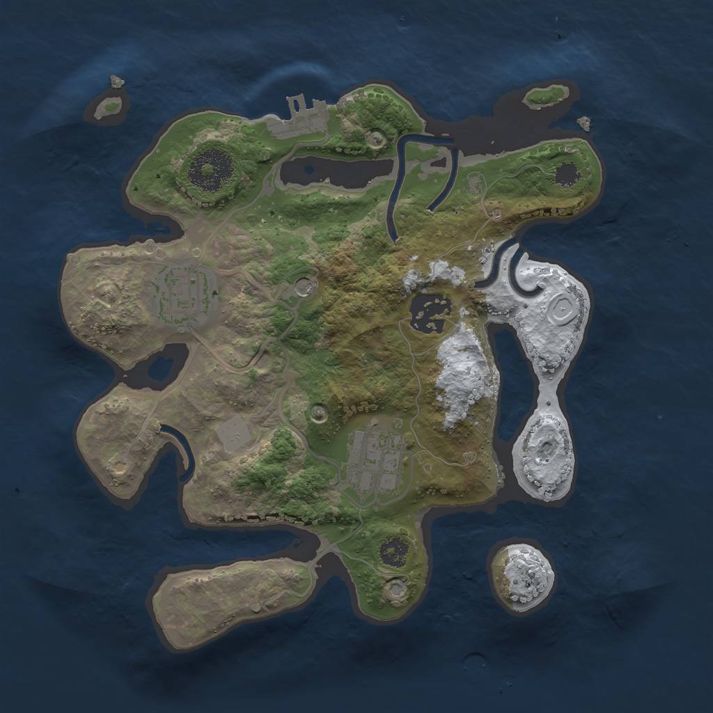 Rust Map: Procedural Map, Size: 2500, Seed: 35537522, 10 Monuments