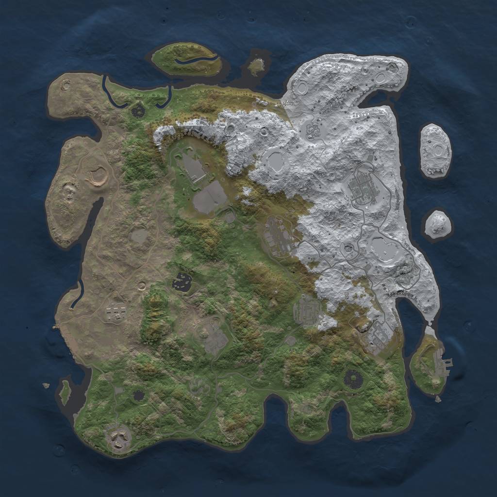 Rust Map: Procedural Map, Size: 3850, Seed: 638635861, 19 Monuments