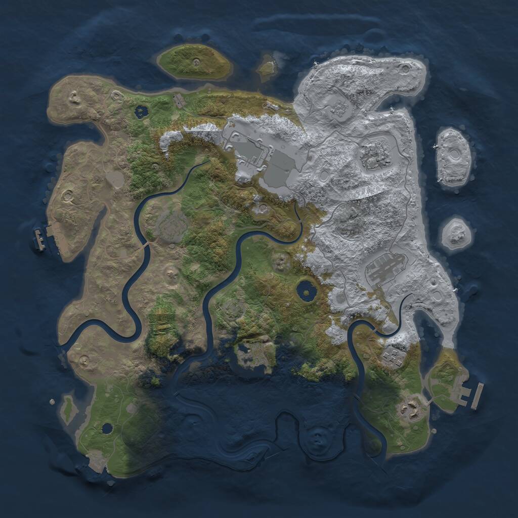Rust Map: Procedural Map, Size: 3850, Seed: 638635861, 13 Monuments