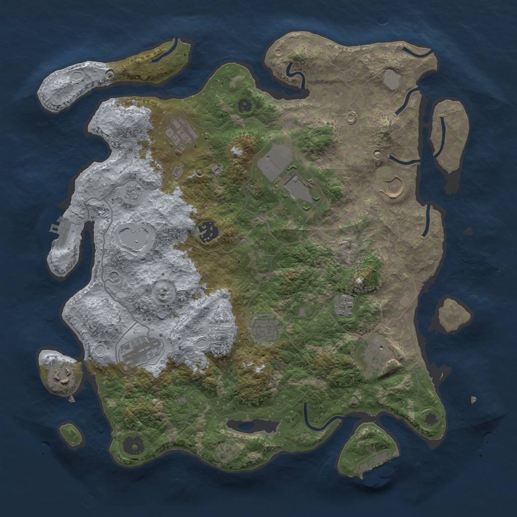 Rust Map: Procedural Map, Size: 3800, Seed: 8734534, 16 Monuments