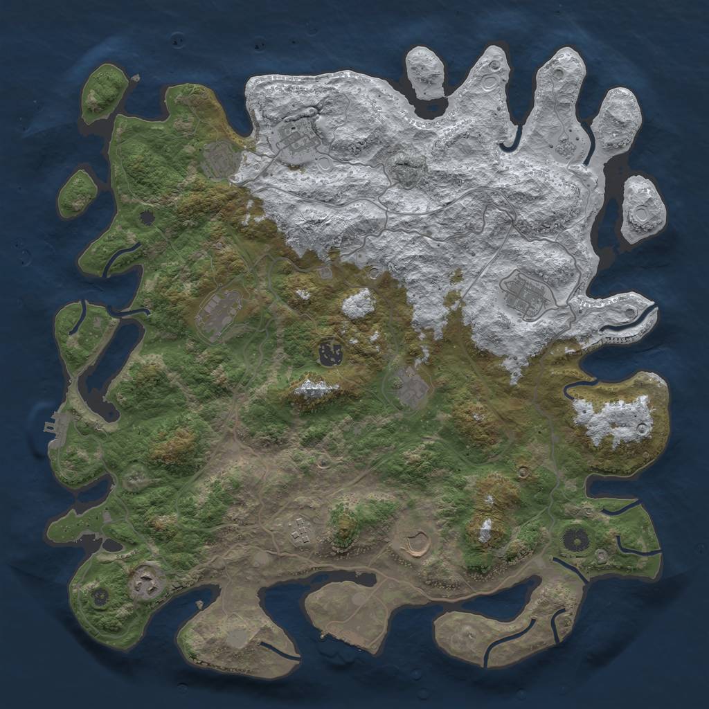 Rust Map: Procedural Map, Size: 4250, Seed: 55873, 18 Monuments