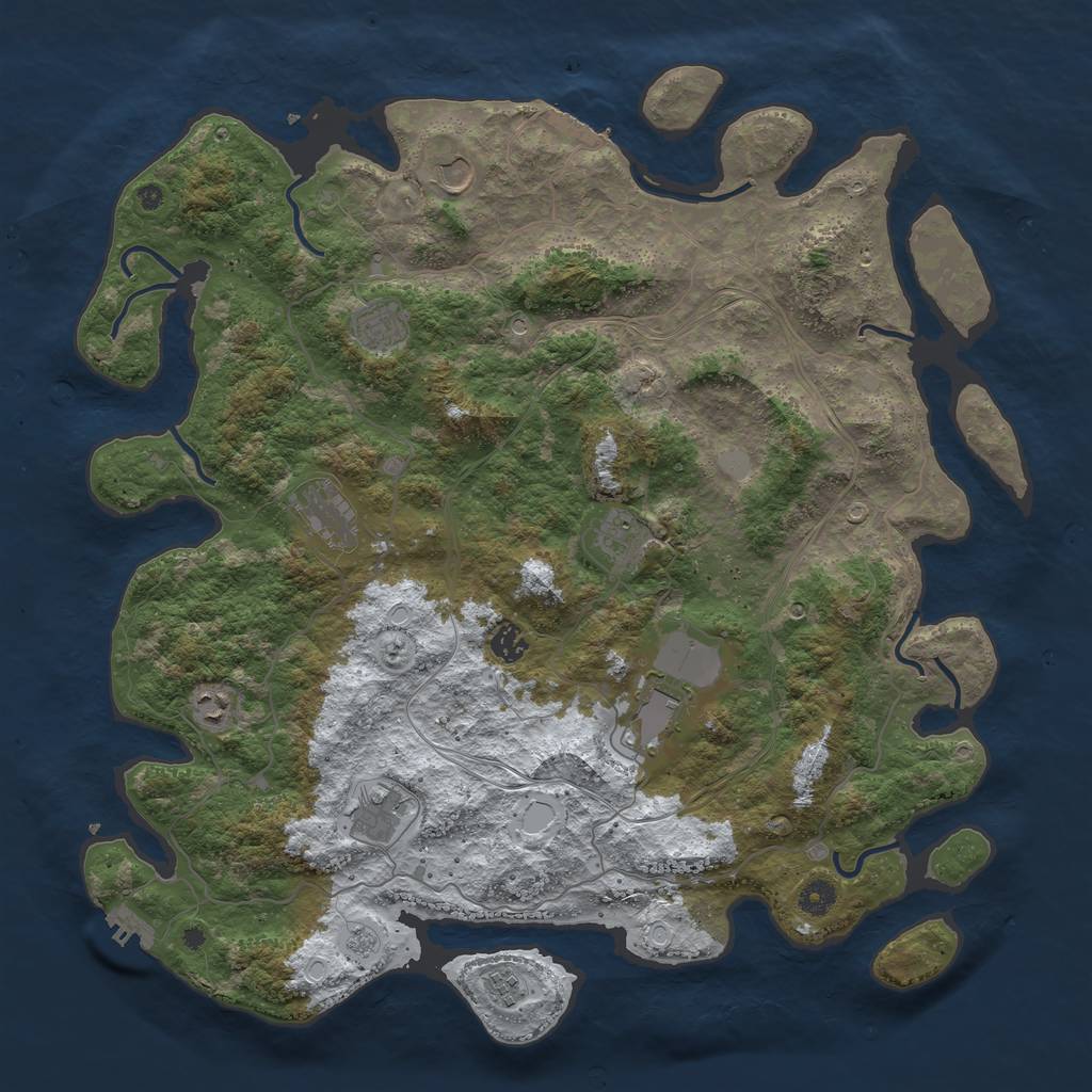 Rust Map: Procedural Map, Size: 4500, Seed: 4999393, 18 Monuments
