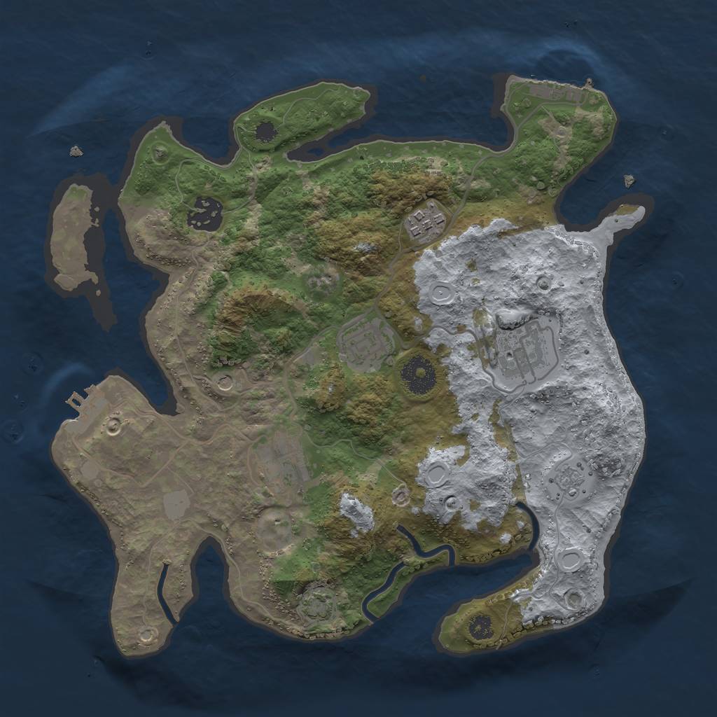 Rust Map: Procedural Map, Size: 3000, Seed: 1963030909, 13 Monuments