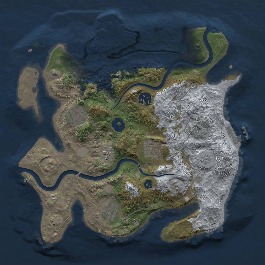 Rust Map: Procedural Map, Size: 3000, Seed: 1963030909, 11 Monuments