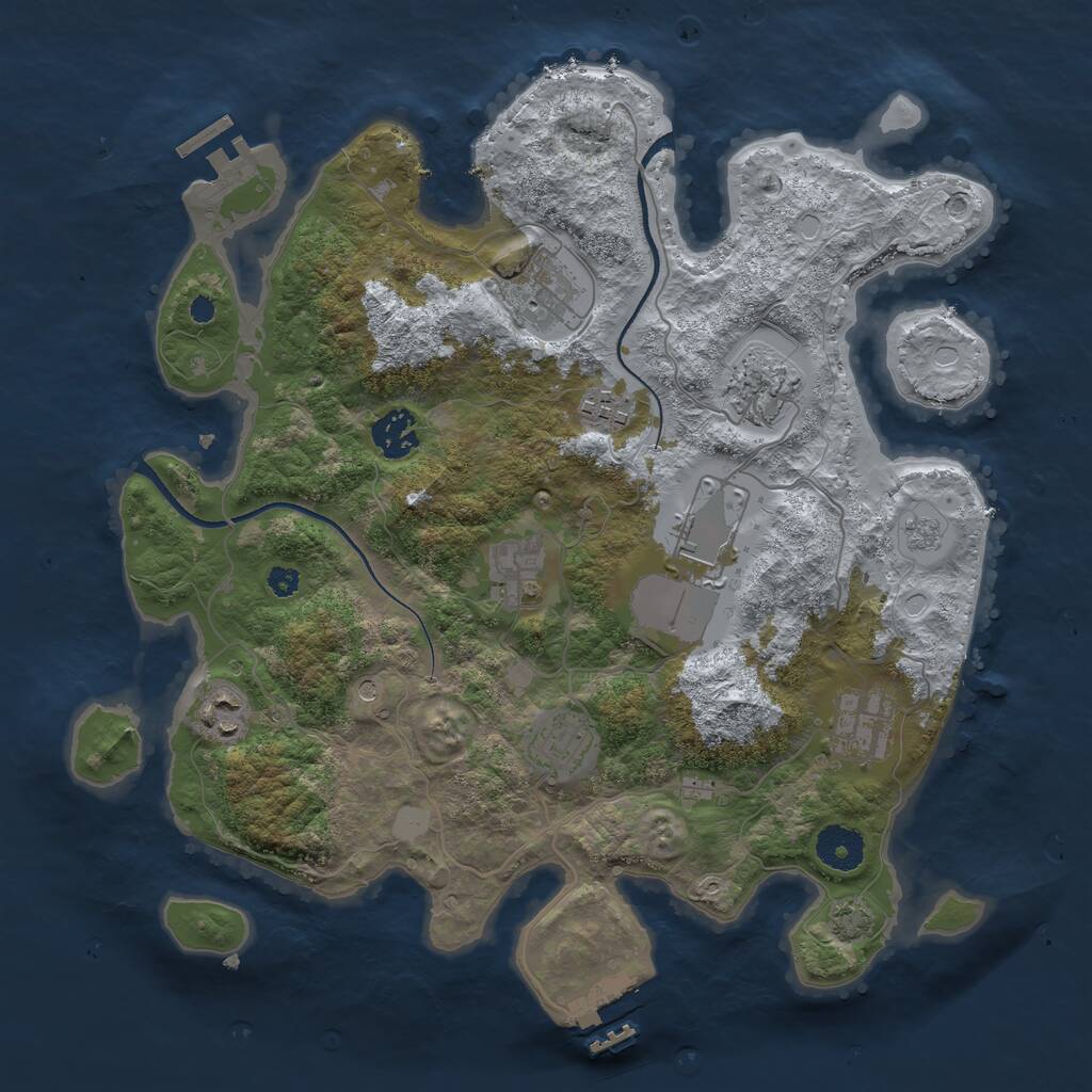 Rust Map: Procedural Map, Size: 3500, Seed: 1331124972, 15 Monuments