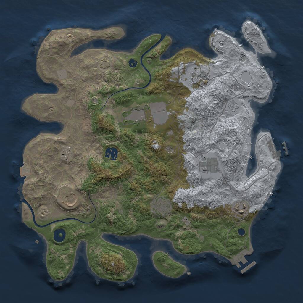 Rust Map: Procedural Map, Size: 3500, Seed: 474476675, 14 Monuments