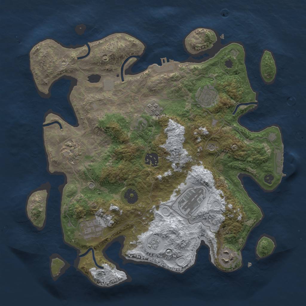 Rust Map: Procedural Map, Size: 3221, Seed: 270710, 16 Monuments