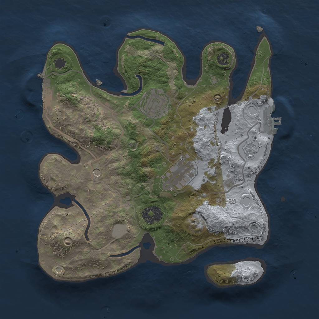 Rust Map: Procedural Map, Size: 2500, Seed: 1353881114, 11 Monuments
