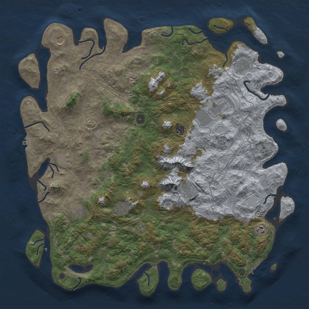 Rust Map: Procedural Map, Size: 5000, Seed: 254236, 20 Monuments
