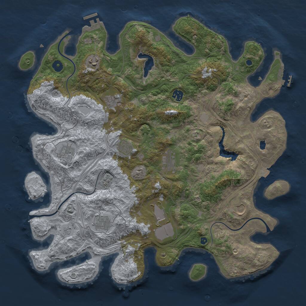 Rust Map: Procedural Map, Size: 4250, Seed: 663544, 16 Monuments