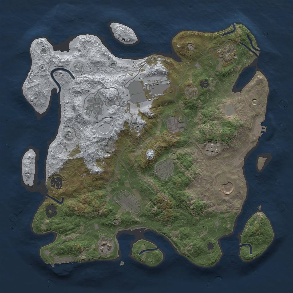 Rust Map: Procedural Map, Size: 3500, Seed: 85777, 19 Monuments