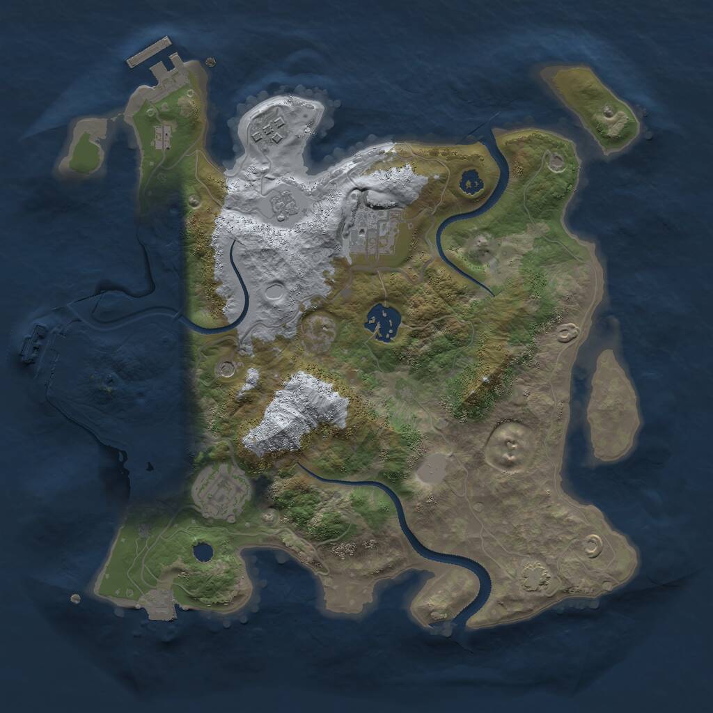 Rust Map: Procedural Map, Size: 3000, Seed: 2051776900, 10 Monuments