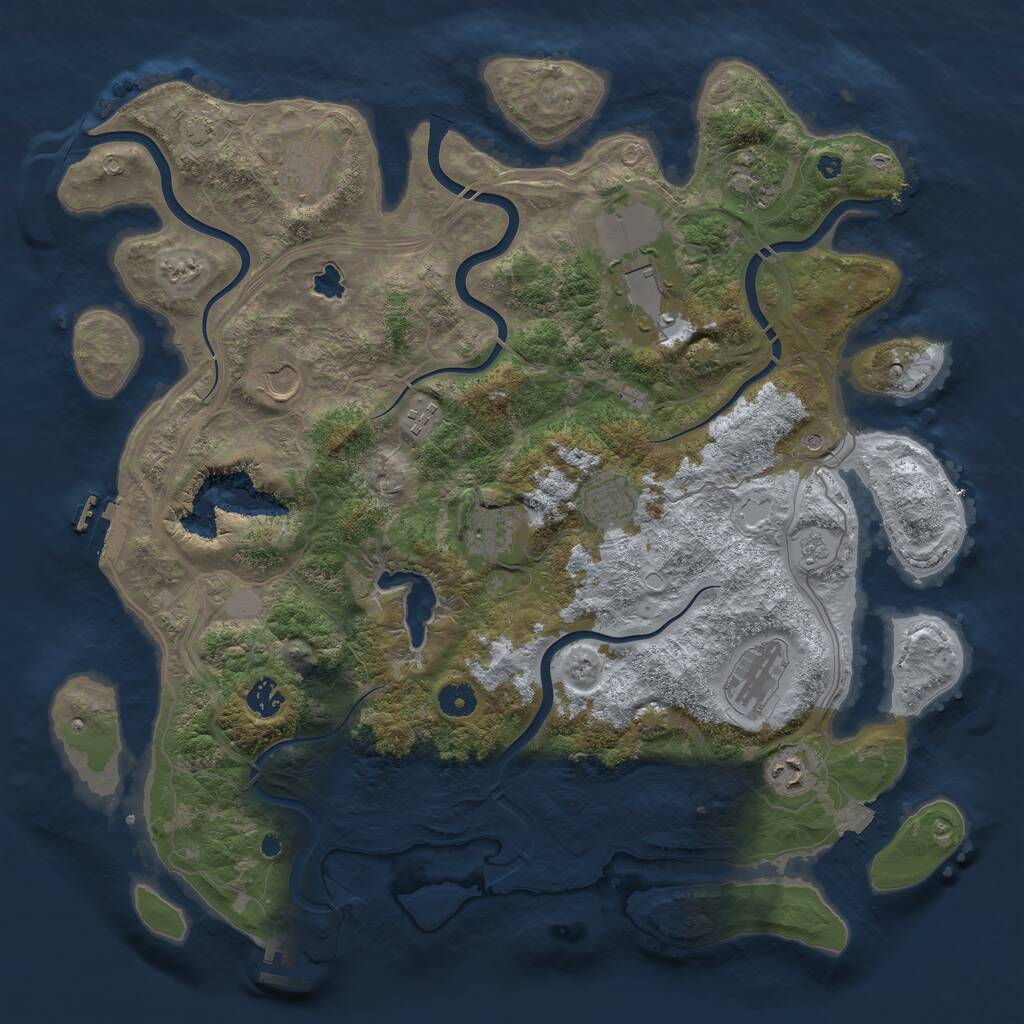 Rust Map: Procedural Map, Size: 4250, Seed: 5104441, 16 Monuments
