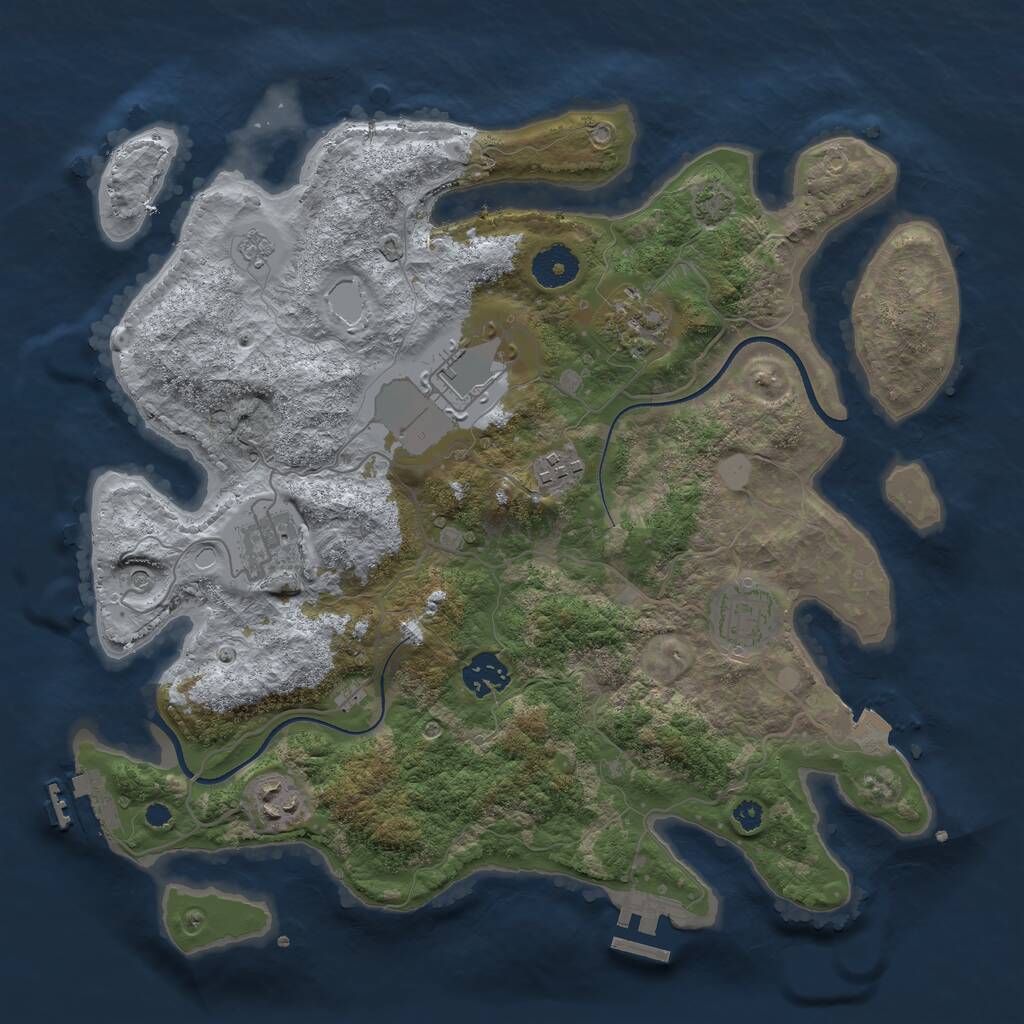 Rust Map: Procedural Map, Size: 3500, Seed: 1738288288, 13 Monuments