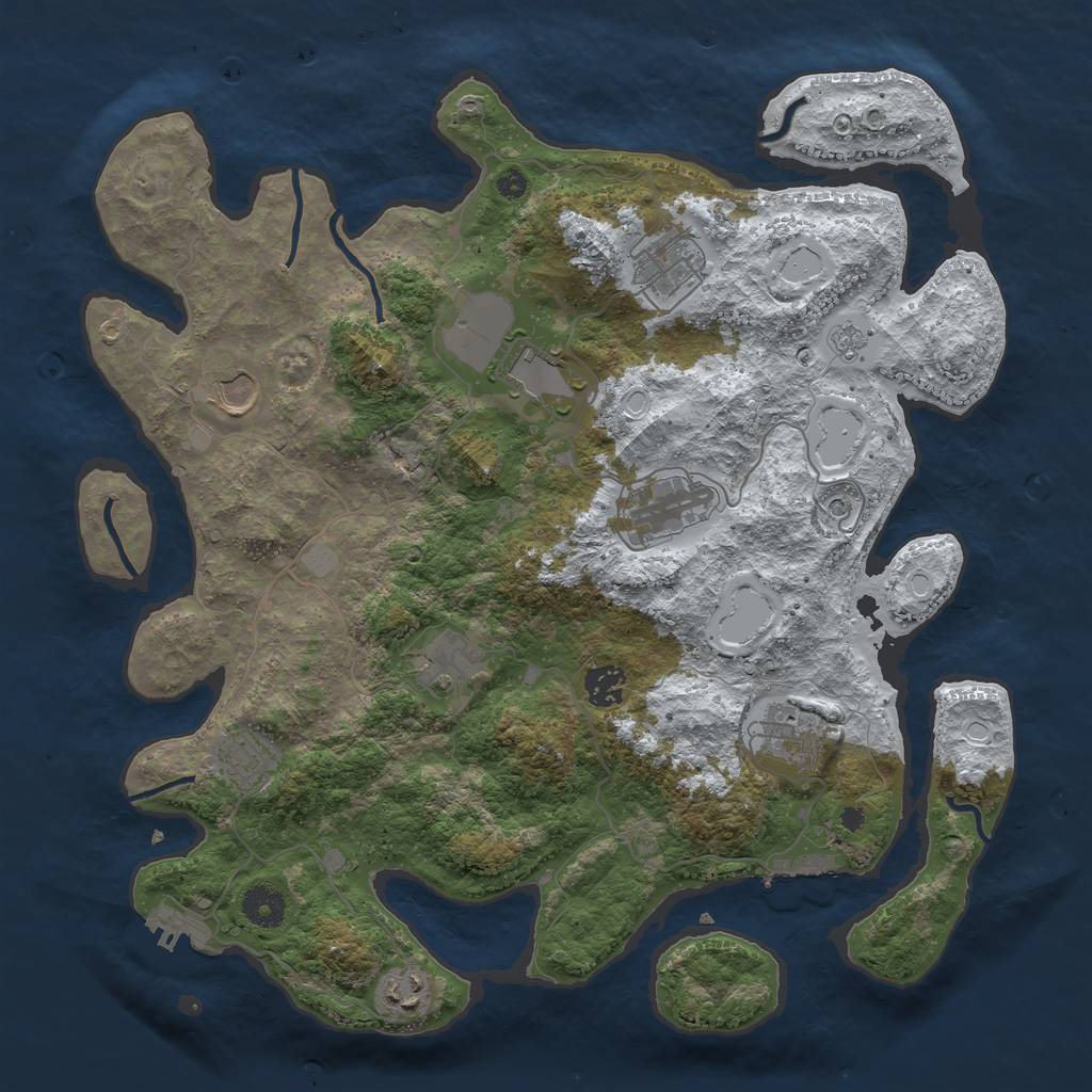 Rust Map: Procedural Map, Size: 3850, Seed: 198660976, 18 Monuments