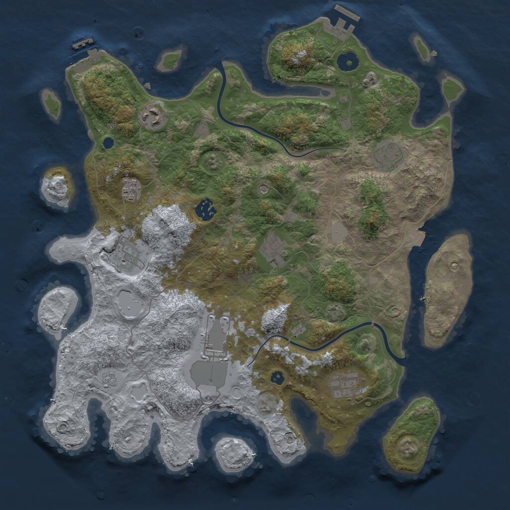 Rust Map: Procedural Map, Size: 3750, Seed: 683765664, 14 Monuments