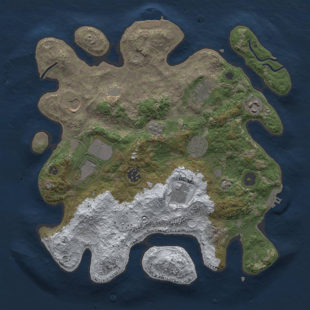 Rust Map: Procedural Map, Size: 3500, Seed: 1332, 17 Monuments