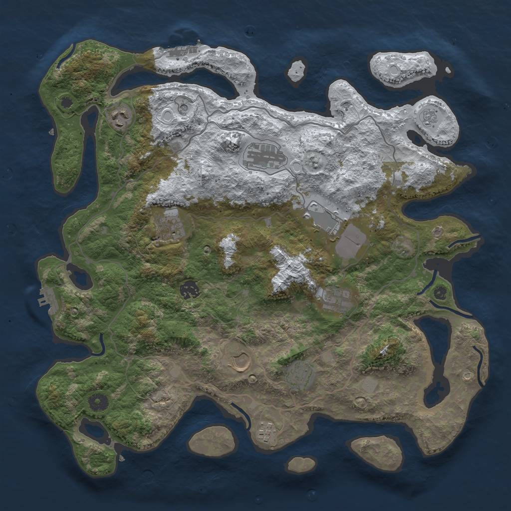 Rust Map: Procedural Map, Size: 4000, Seed: 9345, 18 Monuments