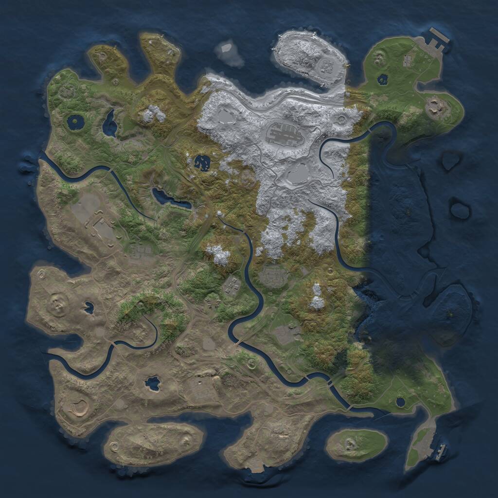 Rust Map: Procedural Map, Size: 4500, Seed: 3985515, 16 Monuments