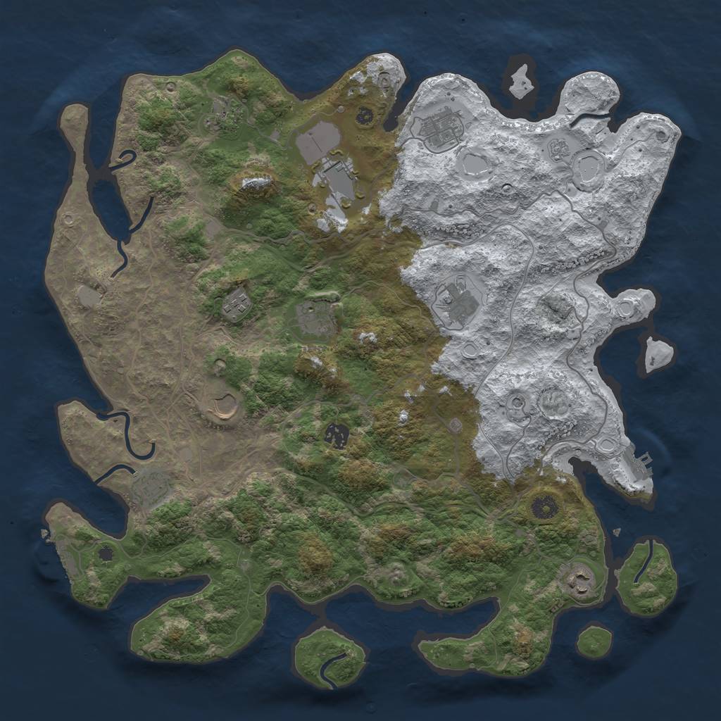 Rust Map: Procedural Map, Size: 4250, Seed: 1843082, 19 Monuments
