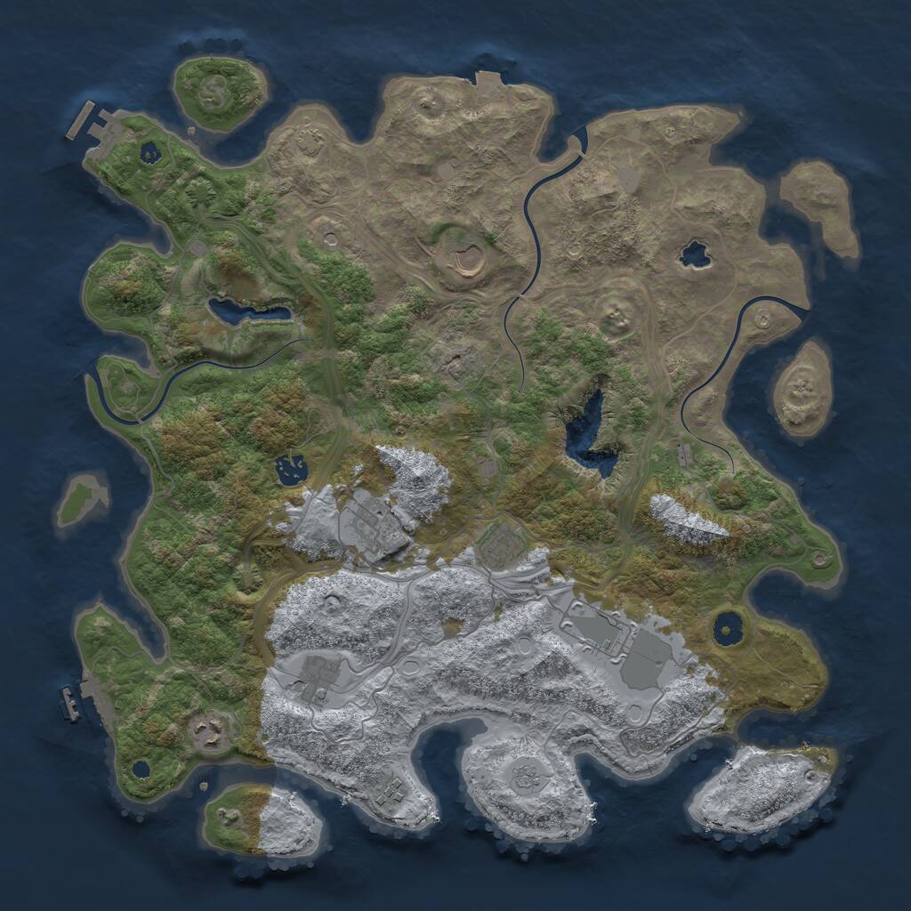 Rust Map: Procedural Map, Size: 4250, Seed: 2563291, 14 Monuments