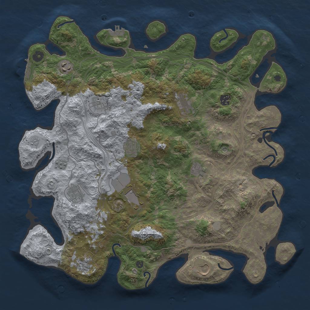 Rust Map: Procedural Map, Size: 4250, Seed: 834030, 20 Monuments