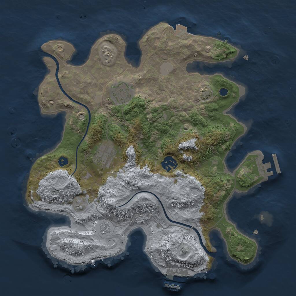 Rust Map: Procedural Map, Size: 3000, Seed: 1342695372, 8 Monuments