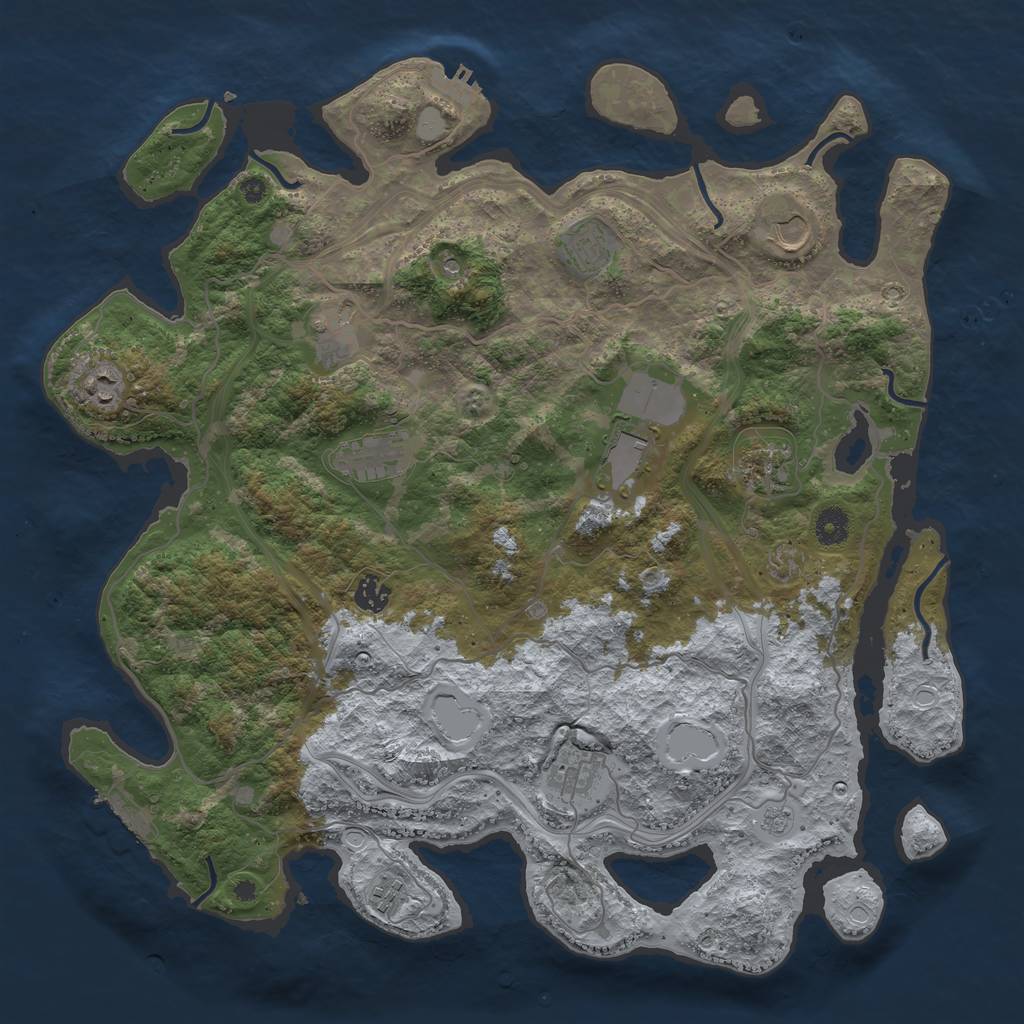 Rust Map: Procedural Map, Size: 4250, Seed: 3935073, 19 Monuments