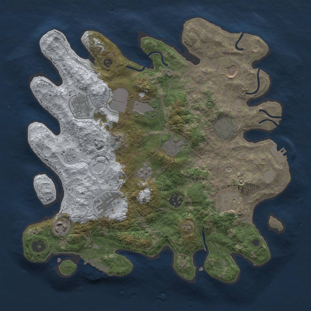 Rust Map: Procedural Map, Size: 3500, Seed: 3127713, 19 Monuments