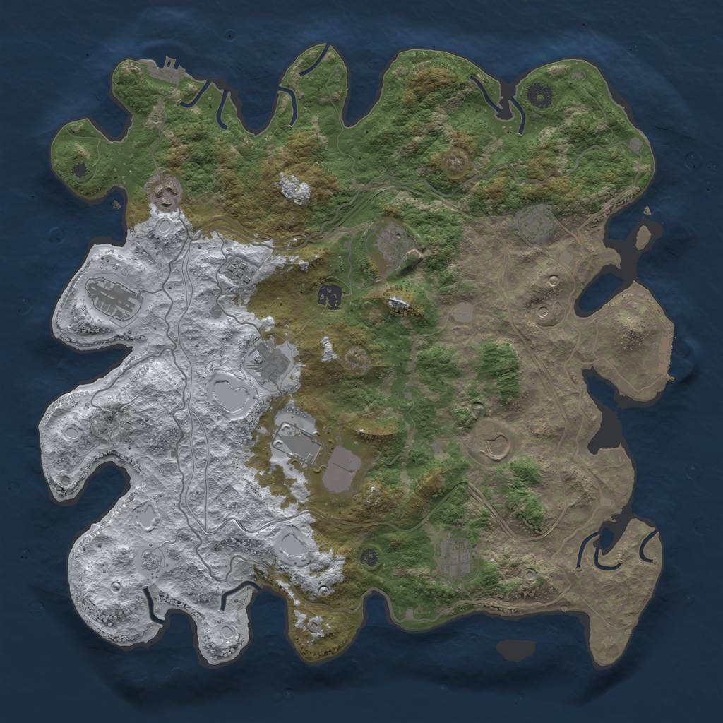 Rust Map: Procedural Map, Size: 4250, Seed: 2541867, 19 Monuments