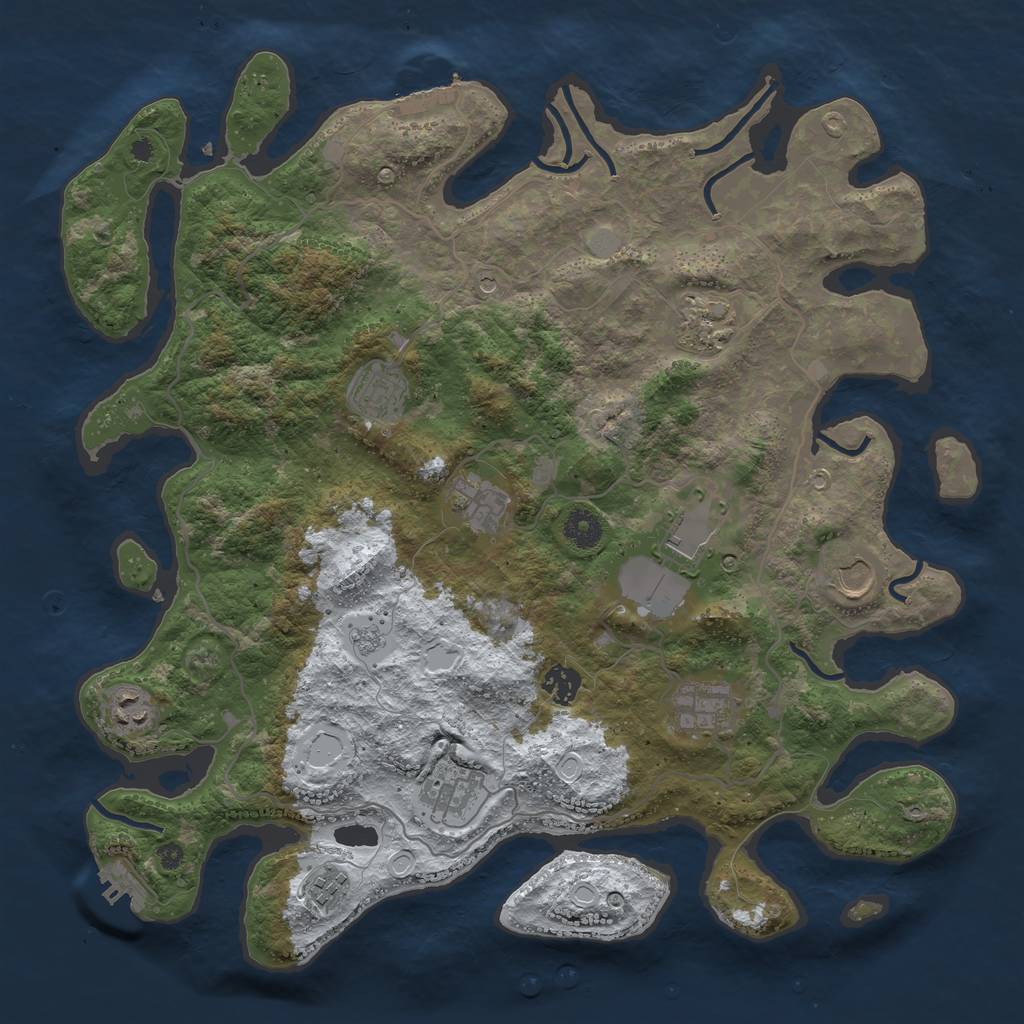 Rust Map: Procedural Map, Size: 4000, Seed: 476754453, 19 Monuments