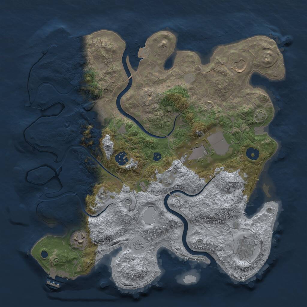 Rust Map: Procedural Map, Size: 3550, Seed: 5446668, 12 Monuments