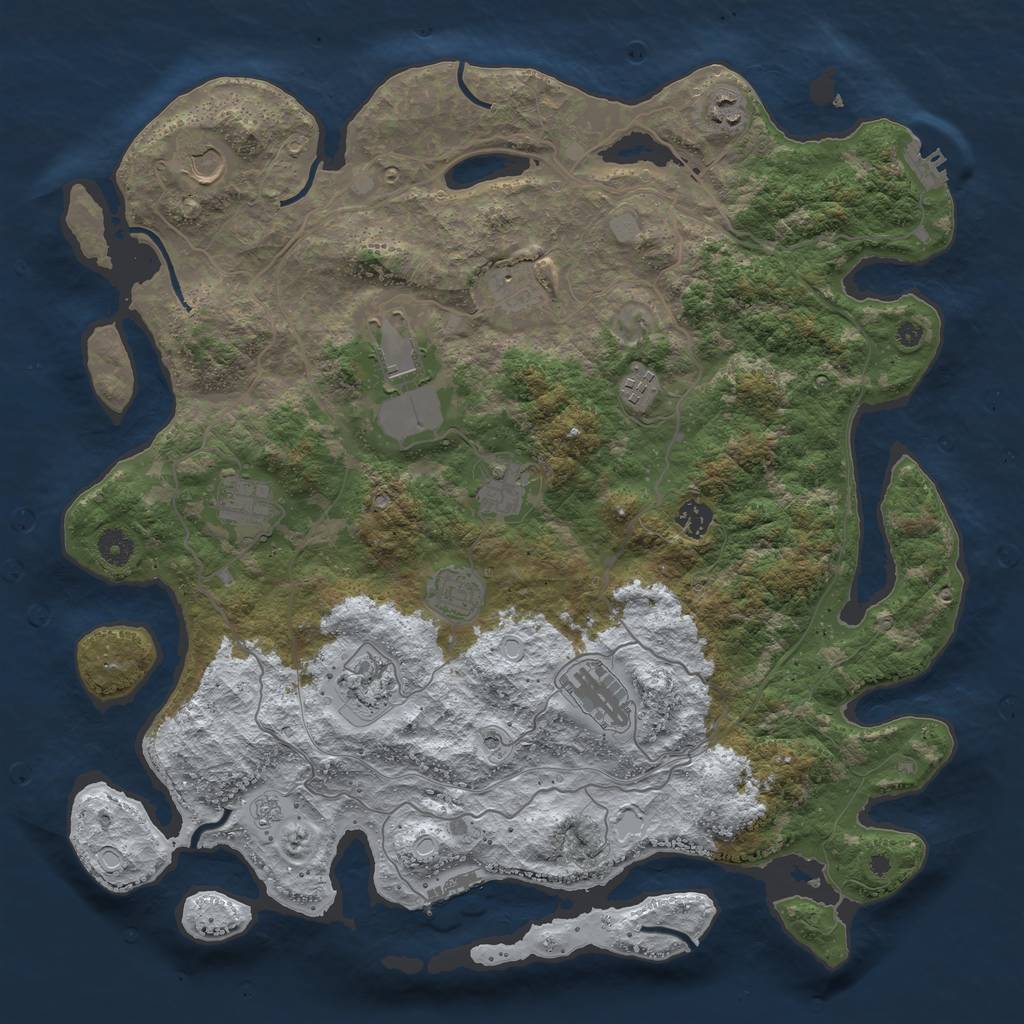 Rust Map: Procedural Map, Size: 4250, Seed: 730178, 20 Monuments