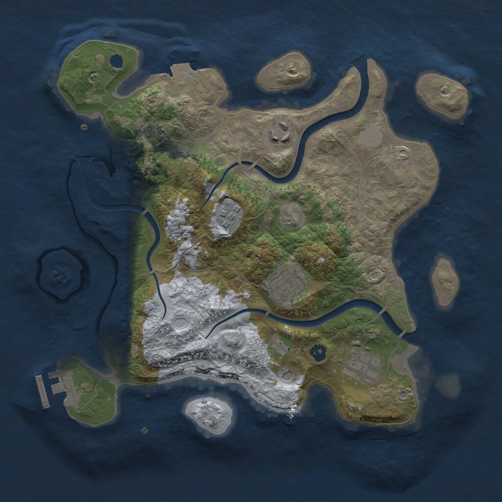 Rust Map: Procedural Map, Size: 3000, Seed: 1244004537, 8 Monuments