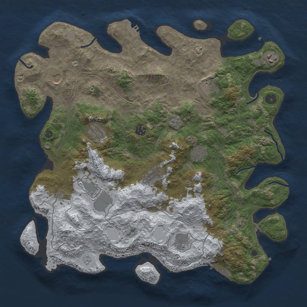 Rust Map: Procedural Map, Size: 4250, Seed: 2688252, 19 Monuments
