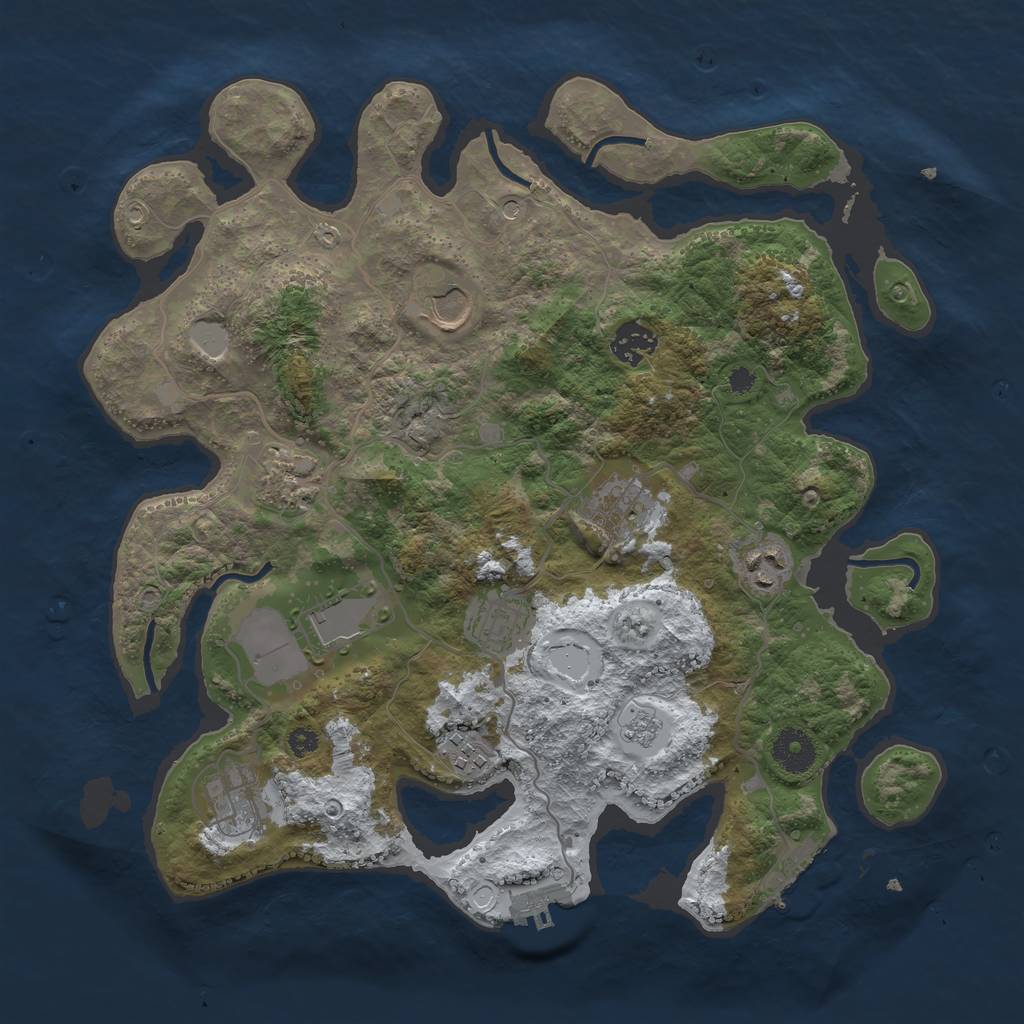 Rust Map: Procedural Map, Size: 3550, Seed: 2033122, 18 Monuments