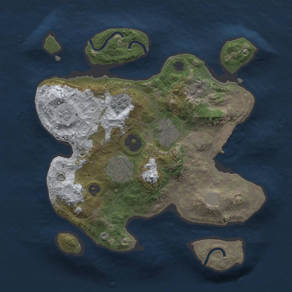 Rust Map: Procedural Map, Size: 2600, Seed: 38645, 10 Monuments