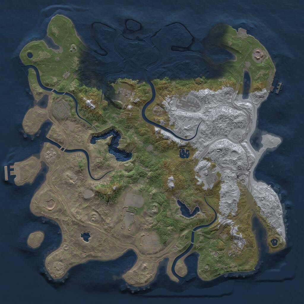 Rust Map: Procedural Map, Size: 4250, Seed: 3935880, 17 Monuments