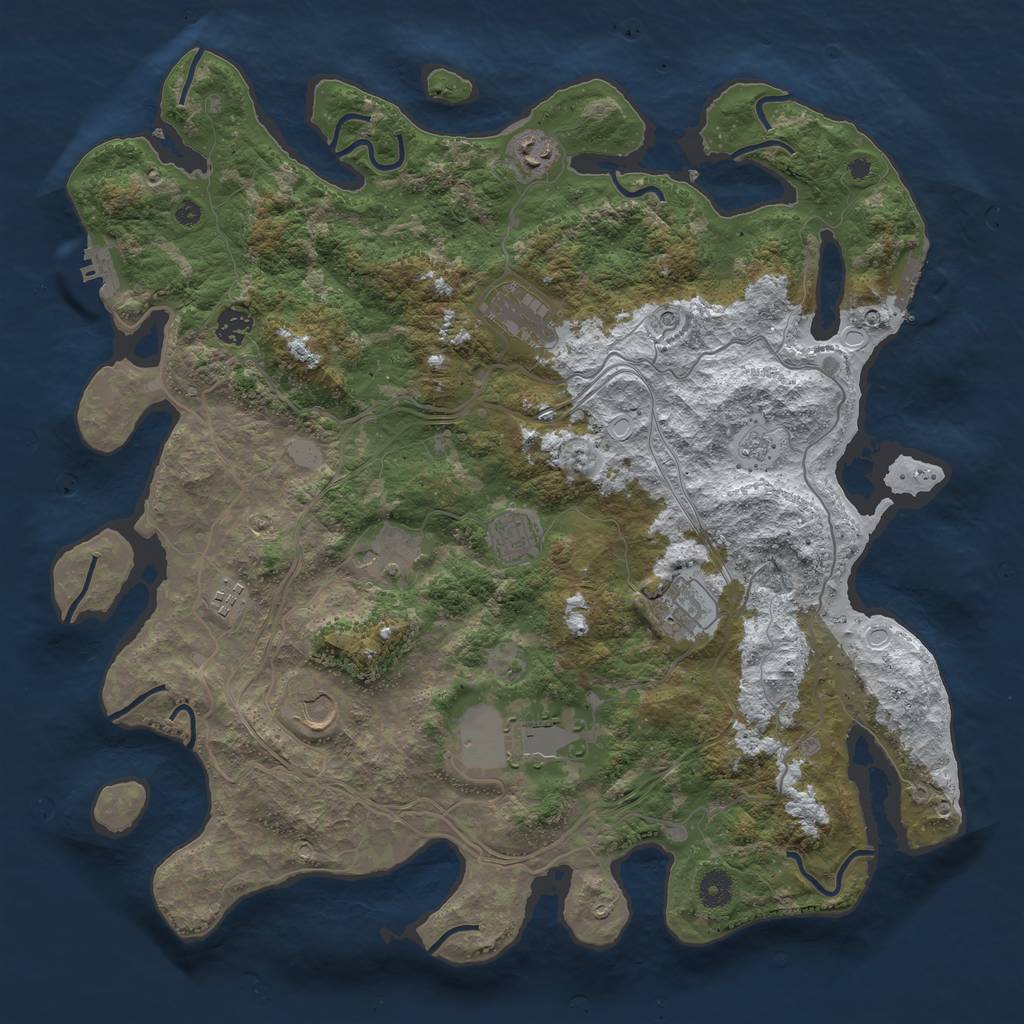 Rust Map: Procedural Map, Size: 4250, Seed: 3935880, 18 Monuments