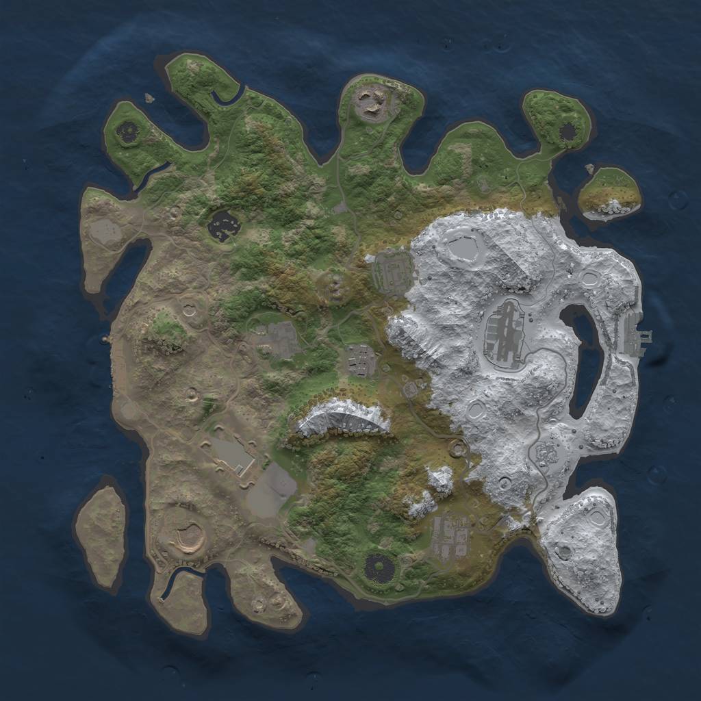Rust Map: Procedural Map, Size: 3500, Seed: 3522175, 18 Monuments