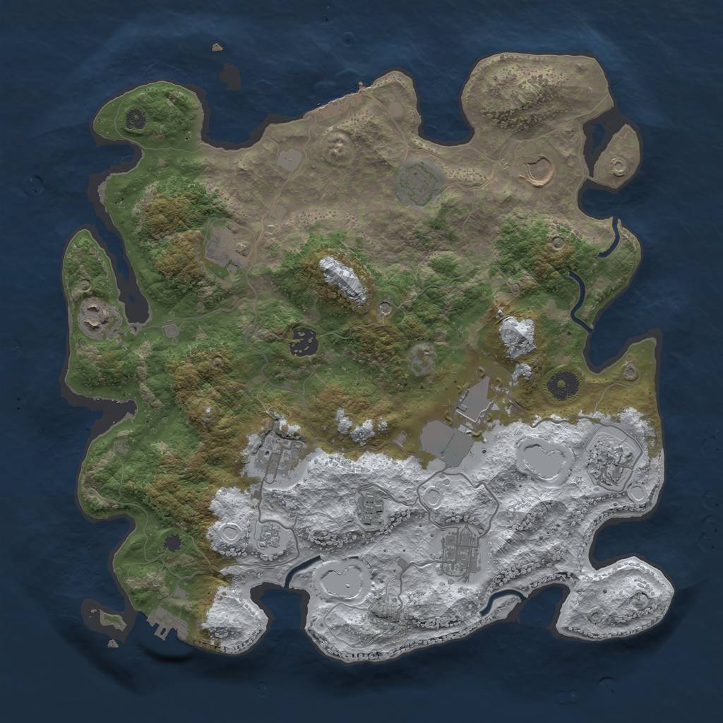 Rust Map: Procedural Map, Size: 3700, Seed: 54, 19 Monuments