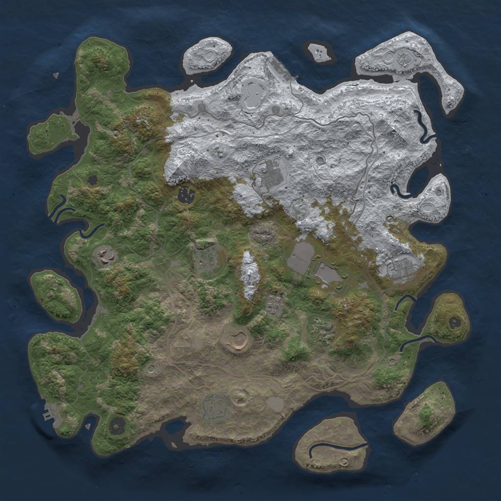 Rust Map: Procedural Map, Size: 4250, Seed: 3715107, 19 Monuments