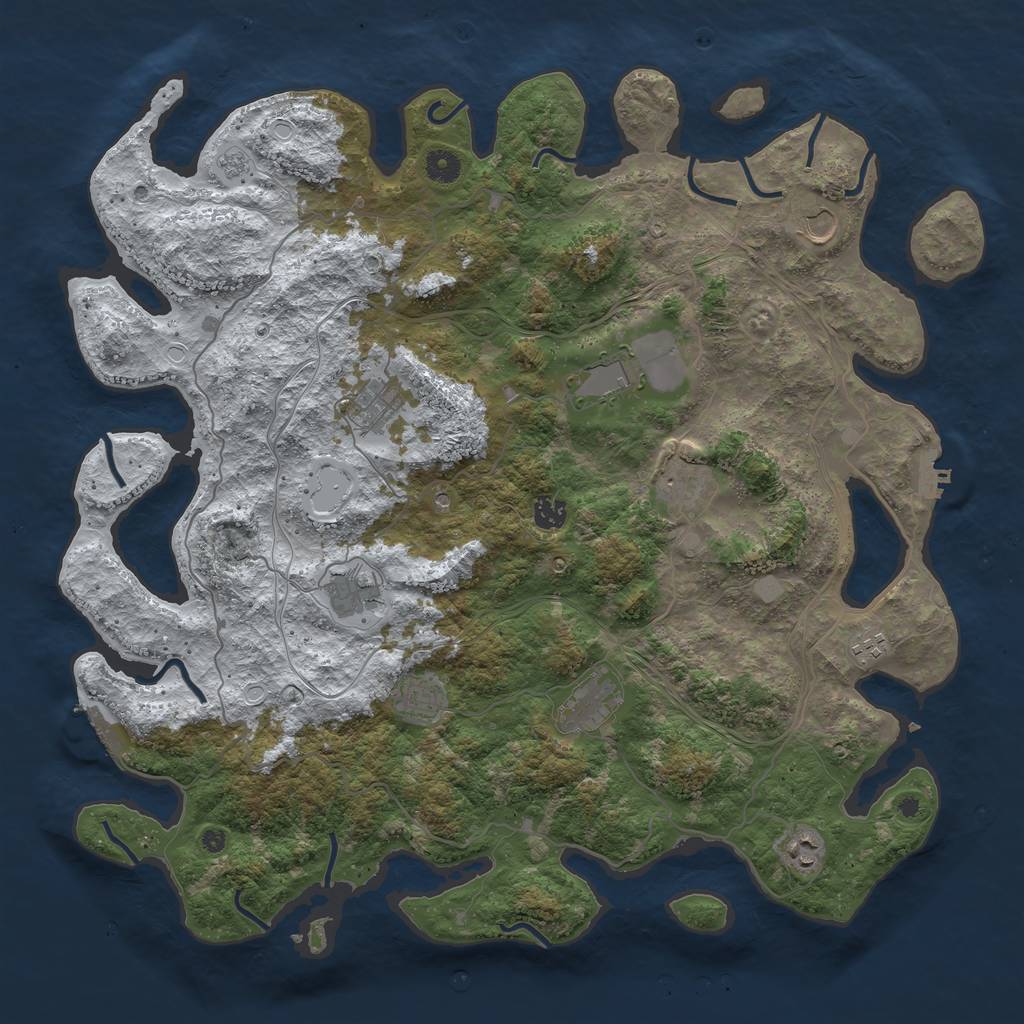 Rust Map: Procedural Map, Size: 4500, Seed: 1691511, 19 Monuments