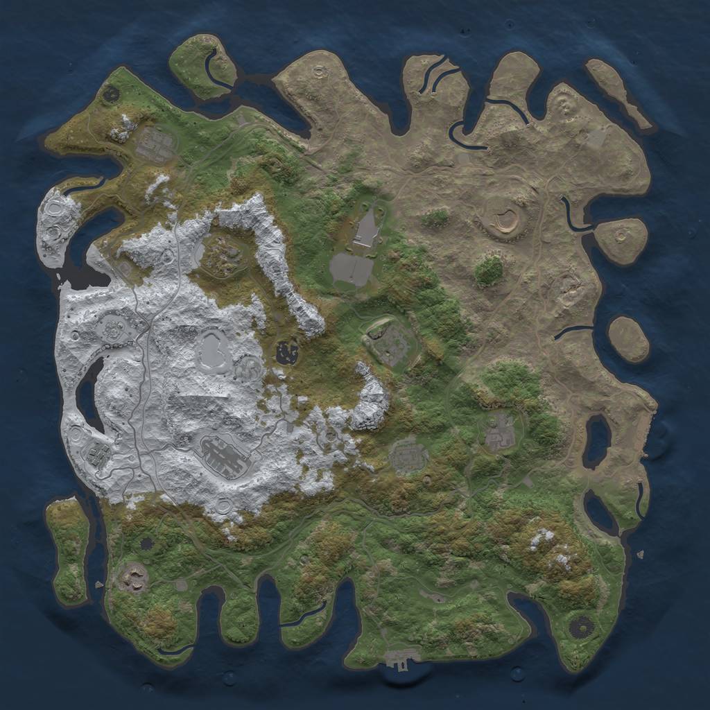 Rust Map: Procedural Map, Size: 4500, Seed: 54634, 20 Monuments