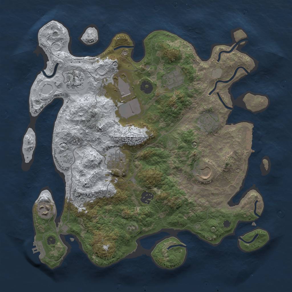 Rust Map: Procedural Map, Size: 3500, Seed: 3541586, 17 Monuments