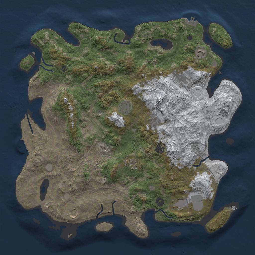 Rust Map: Procedural Map, Size: 4250, Seed: 4890789, 18 Monuments